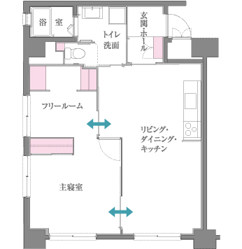 高齢者モデル住宅（高齢者向け賃貸住宅） S2タイプ間取り