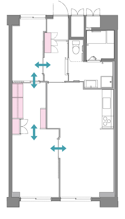 高齢者モデル住宅（高齢者向け賃貸住宅） S3タイプ間取り